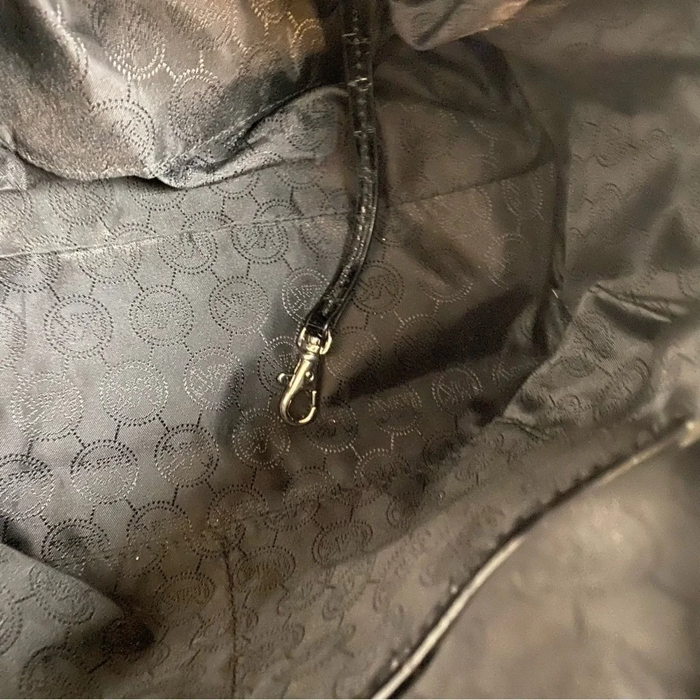 Michael Kors “Knox” Black Crocodile Embossed Leather Satchel